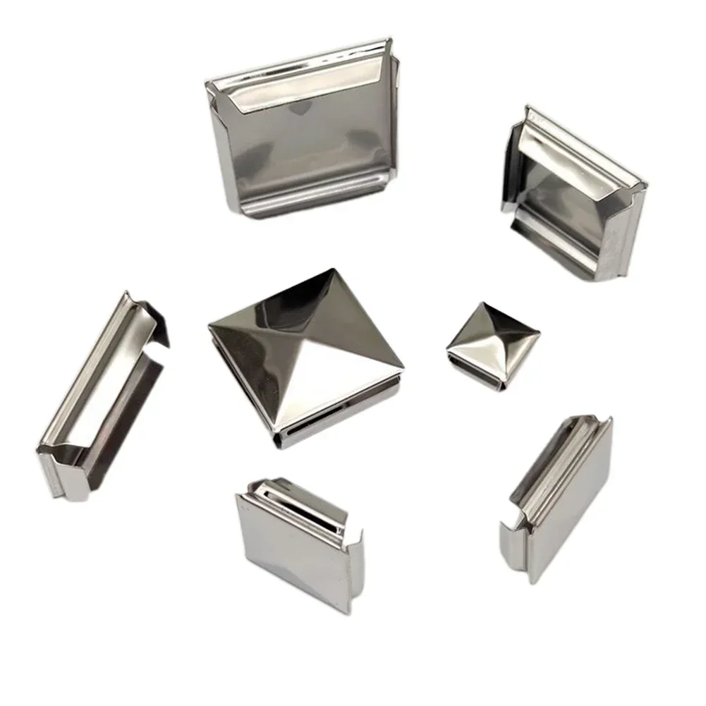 1pc Square Post Cap Stainless Steel To Steel Galvanized Cover Pyramid Shape Cap Home Garden Column Decoration