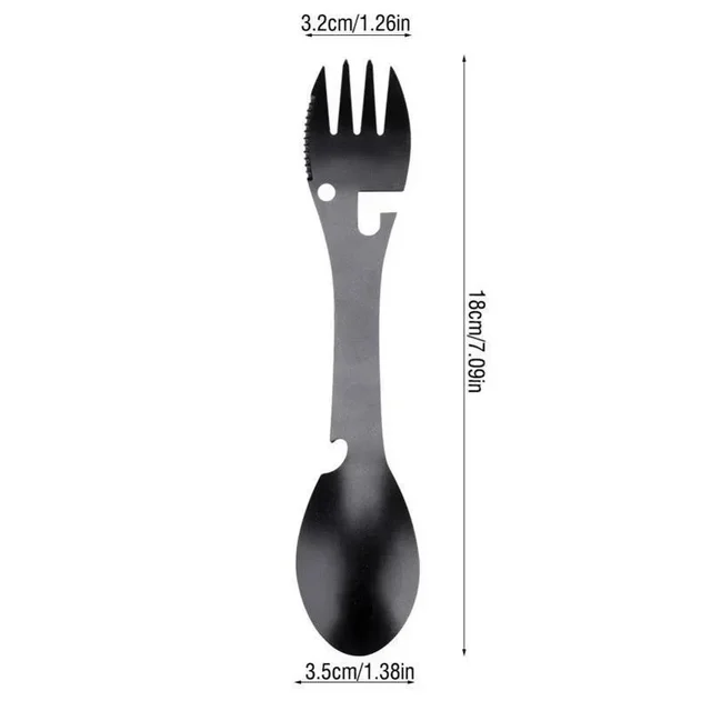 Spork Multiuso In Acciaio Inox - Cucchiaio, Forchetta, Coltello, Apribottiglie Per Campeggio E Viaggi