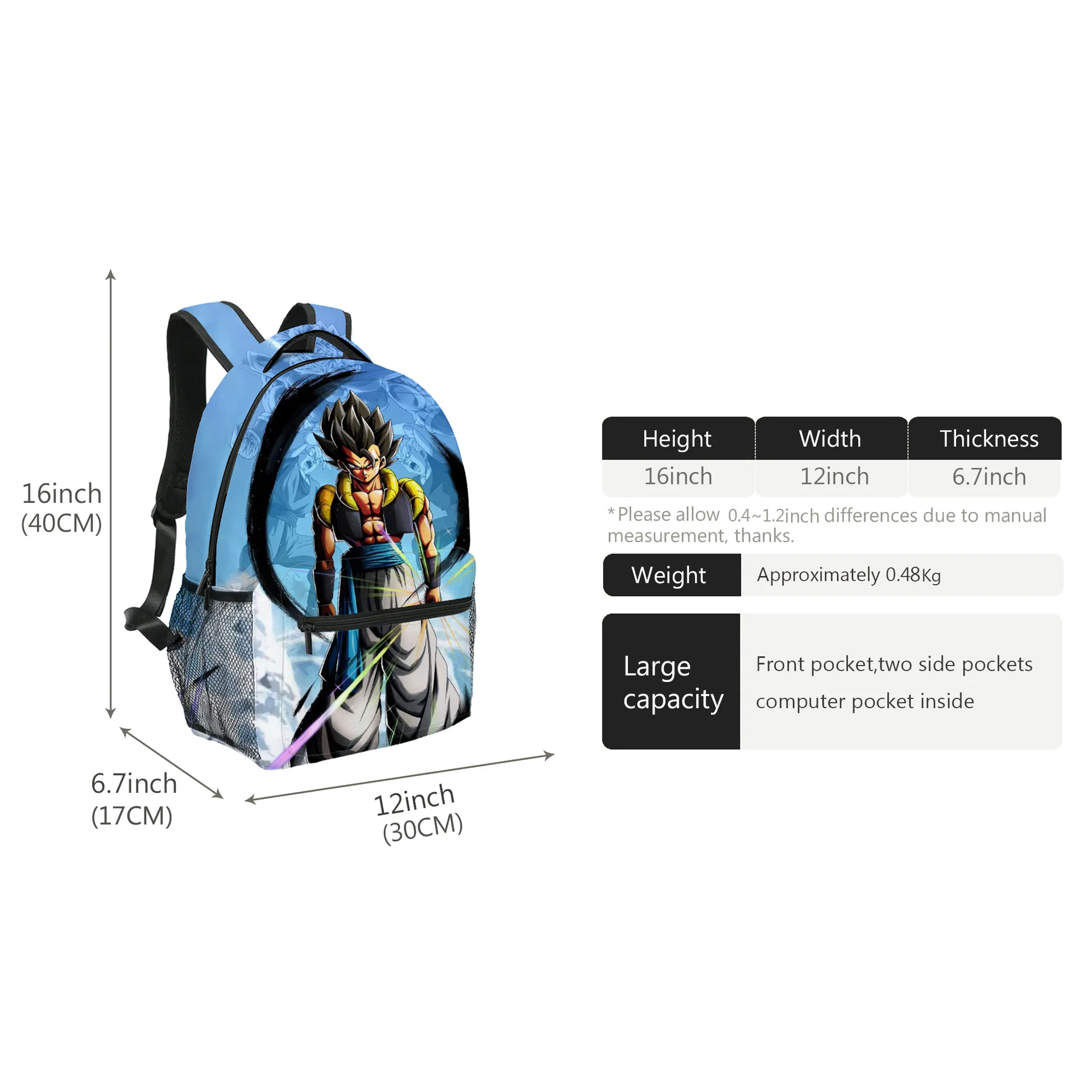 Dragon Ball Son Goku School Bag Decompression Backpack Anime Travel Bag  Students