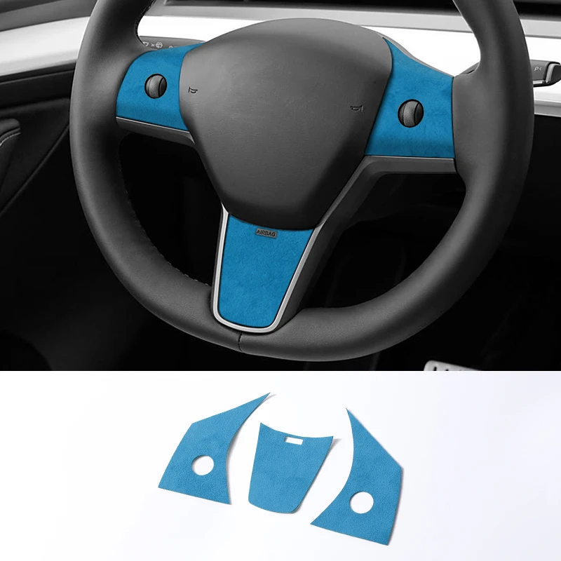 Tesla Model 3(2019-2022)/Model Y(2019-) 스티어링 휠 트림 프레임 스티커 Alcantara 자동차 인테리어 튜닝 액세서리로 제작
