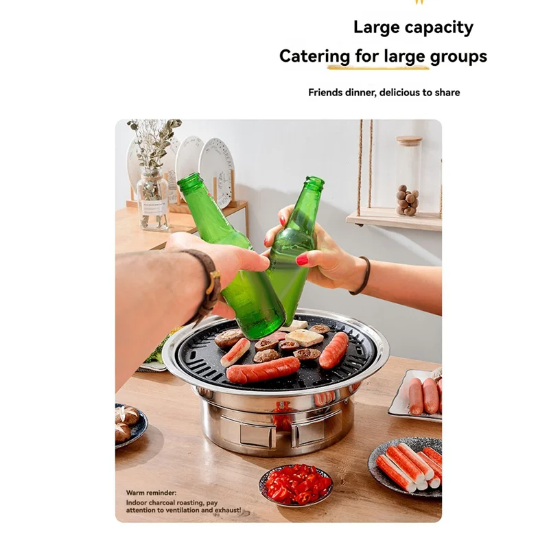 B89B-13 Inch Korean BBQ Grill Multifunctional Charcoal Barbecue Grill BBQ Charcoal Grill Forcamping Picnic Indoor