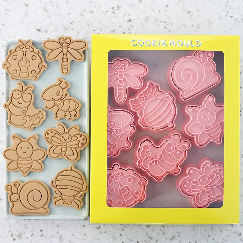 Cookie Cutters 8 Pcs/set Plastic 3D Insect Shape Biscuit Mold