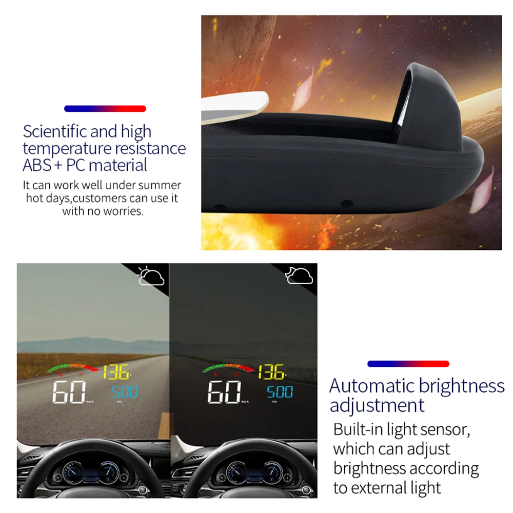 OBDHUD C800 HUD  OBD2 GPS ڵ  ÷, Ʈ  ӵ ÷,   Һ RPM KMH MPH