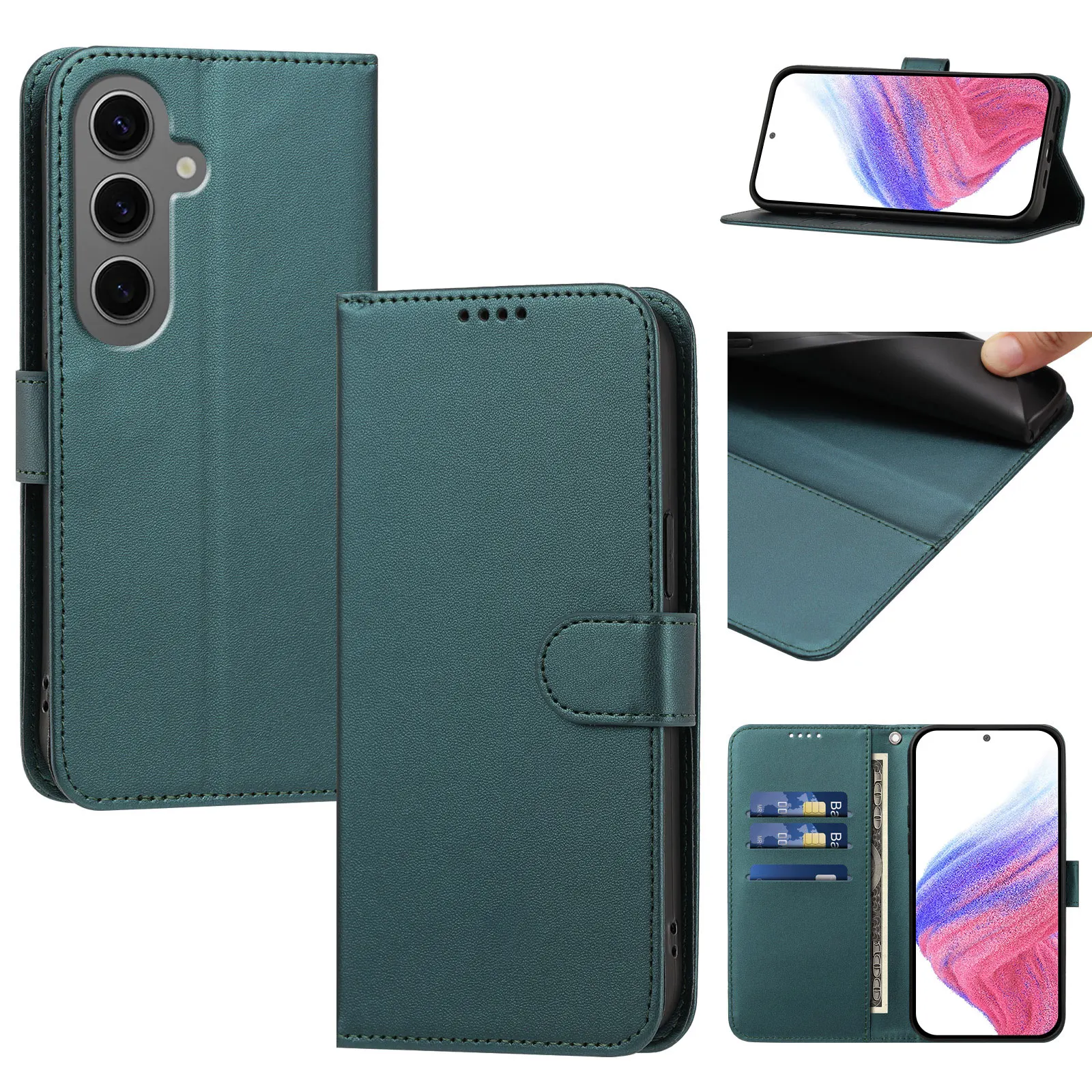 Luxury Leather Wallet Phone Case with Shockproof Bumper and Card Slots