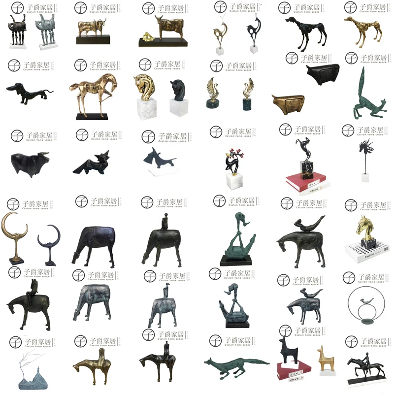 Modern New Chinese New Classic Cast Remy Martin Decoration Model Room Soft Decoration Hotel Home Crafts