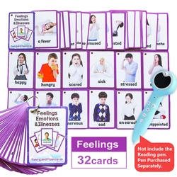 Feelings Emotions Illness English Word Card Flash Card Learning Educational Toy for Kids Children Pocket Card Gifts  Montessori