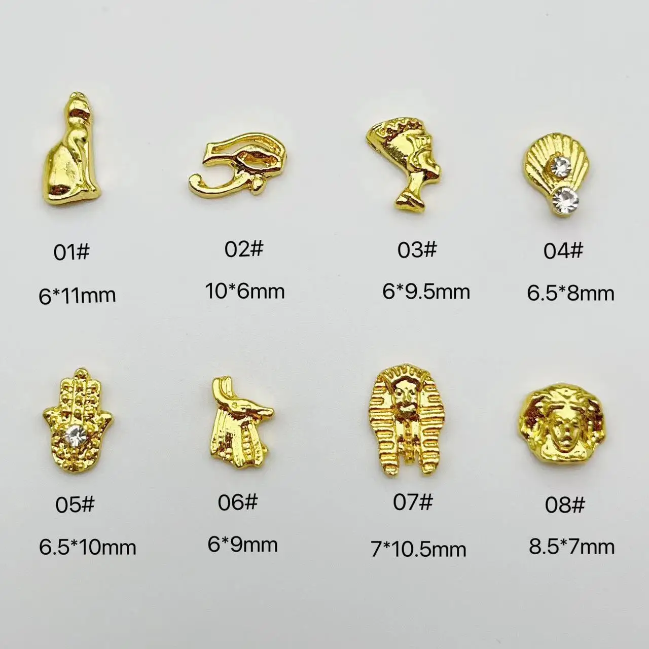 10PCS 뷰티 이집트 스타일 골드 합금 네일 참 3D 메탈 네일 아트 장식 액세..