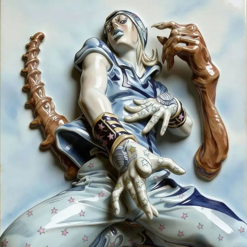Exquisite 3D Ceramic Relief Badge: Giorno & DIO Authentic Collectible Magnetic Gift