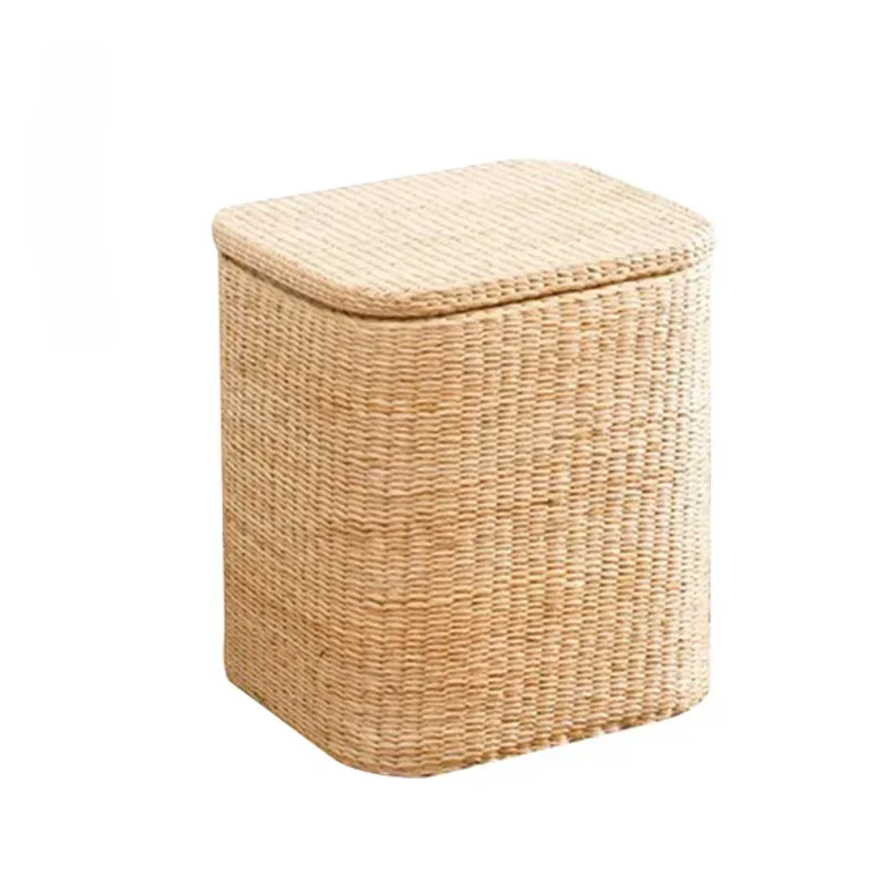 Solid Wood Rattan Storage Stool, Rattan Shoe Bench, Sofa Stool for Makeup, Durable Seating Furniture for Bedroom and Living Room