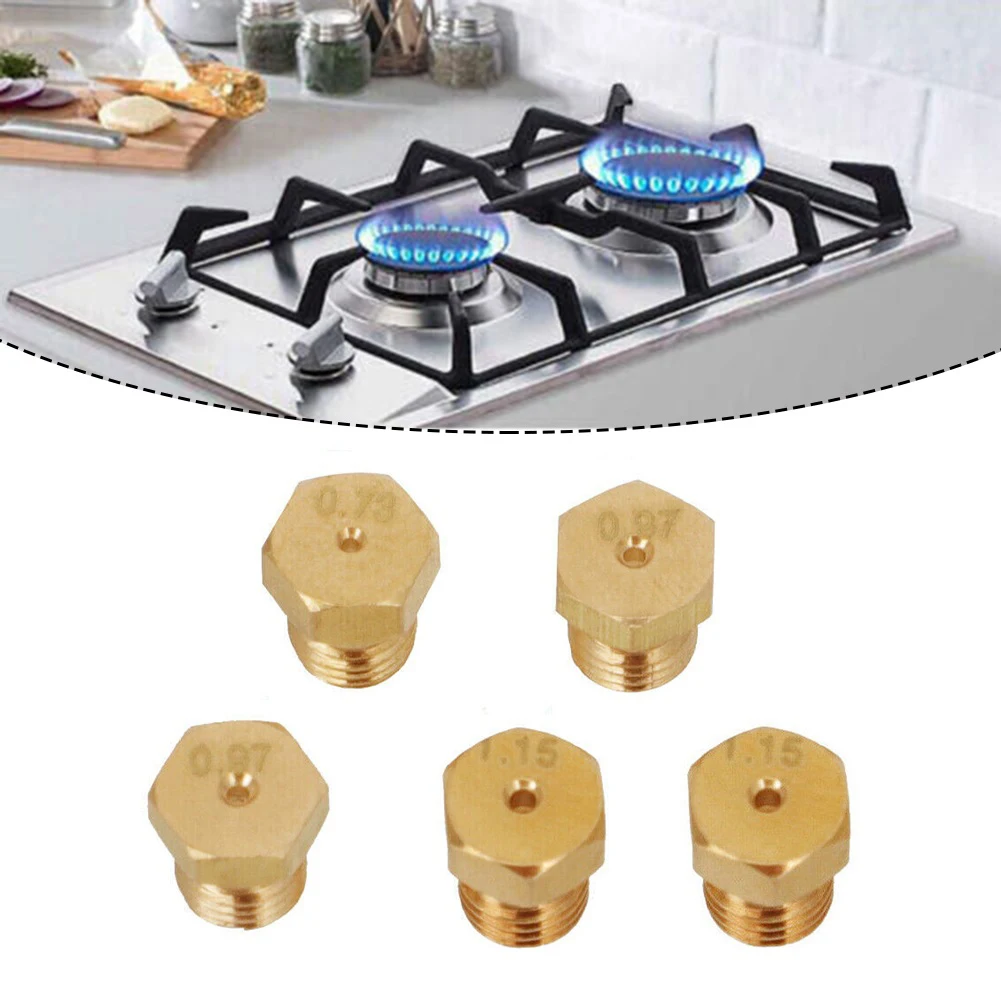 5PCS Burner Gas Natural Gas Hob LPG Conversion Kit Jets Nozzles Injectors Set Features Standard M6 X 0.75 Thread Kitchen Parts
