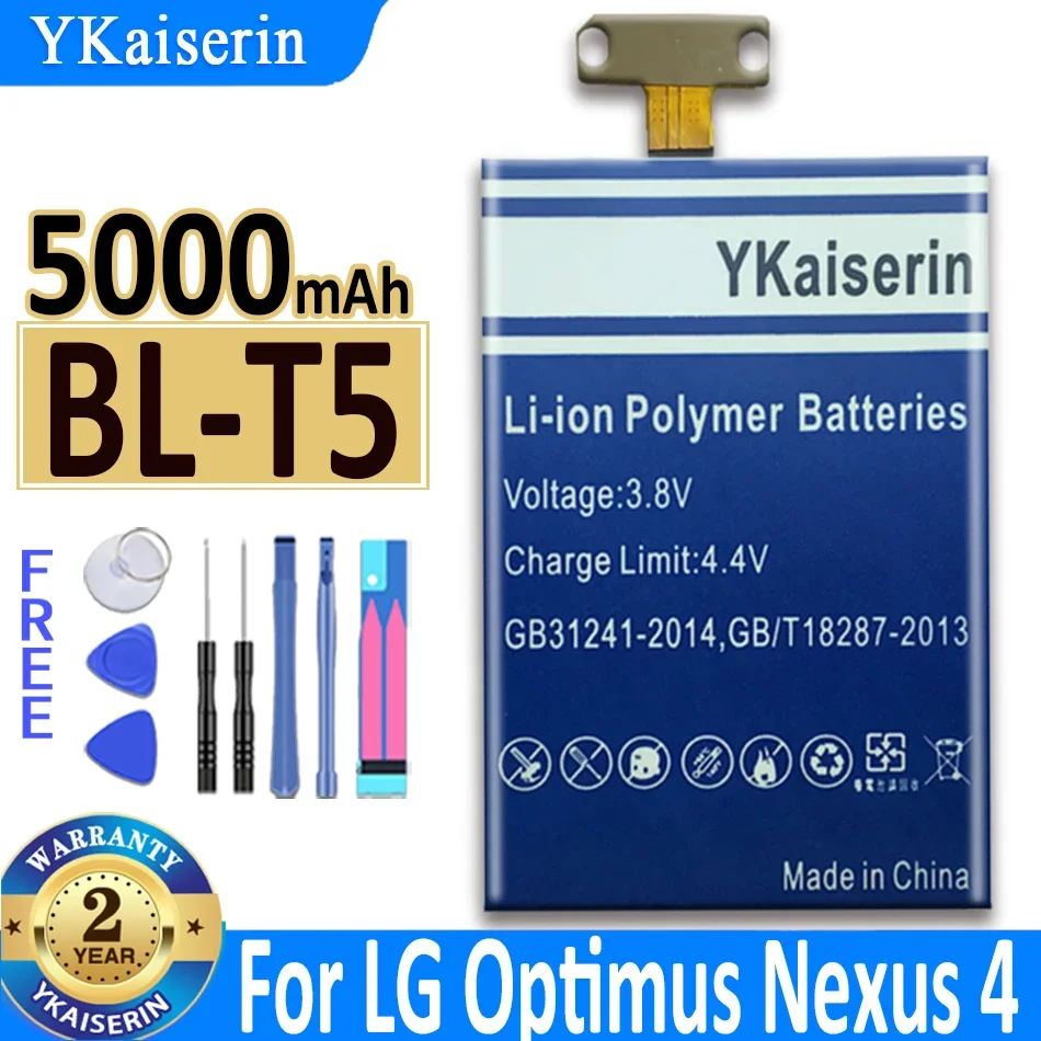 

YKaiserin 5000mAh BL-T5 Battery For LG Nexus 4 For Nexus4 E960 Optimus G E975 E971 E973 F180 LS970 E970 BLT5 BL T5
