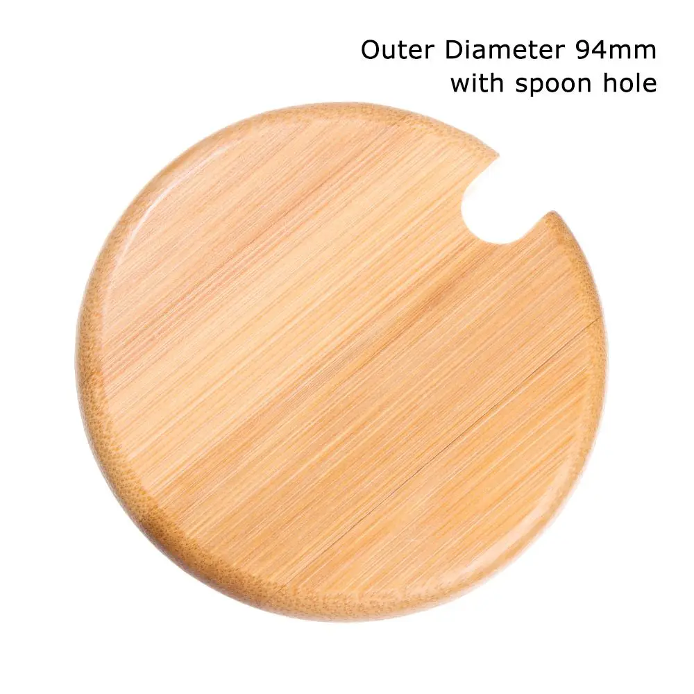 Wooden Jar Lids Wood Lid With Spoon Hole for Mason Jar Cap Can Mug Cover Seasoning Bottle Kitchen Organization