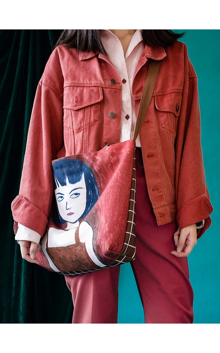 

Сумка через плечо для девушек, парусиновая сумка на плечо, дизайнерская оригинальная Красная Женская Повседневная вместительная сумка-тоут, трендовая сумка, новинка 2023