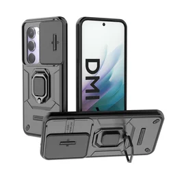 Luxury Ring + Movable Window Back Cover Armor Phone Case for Redmi 15 5G  169.5mm (Black)