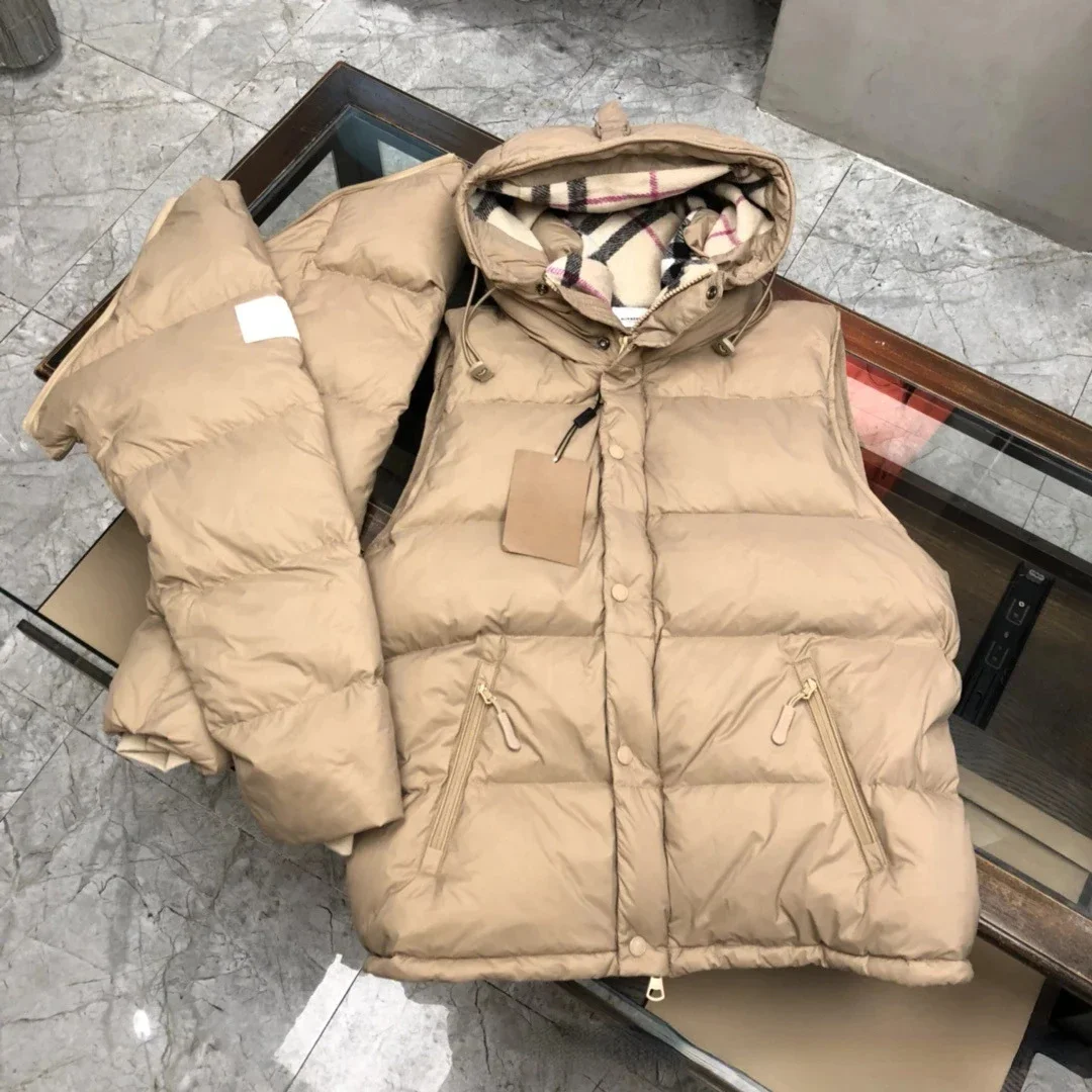 Down Jacket Winter Detachable Sleeves Hooded Down Coats Cold Resistant and Warm Men Women's 95% White Duck Jacket