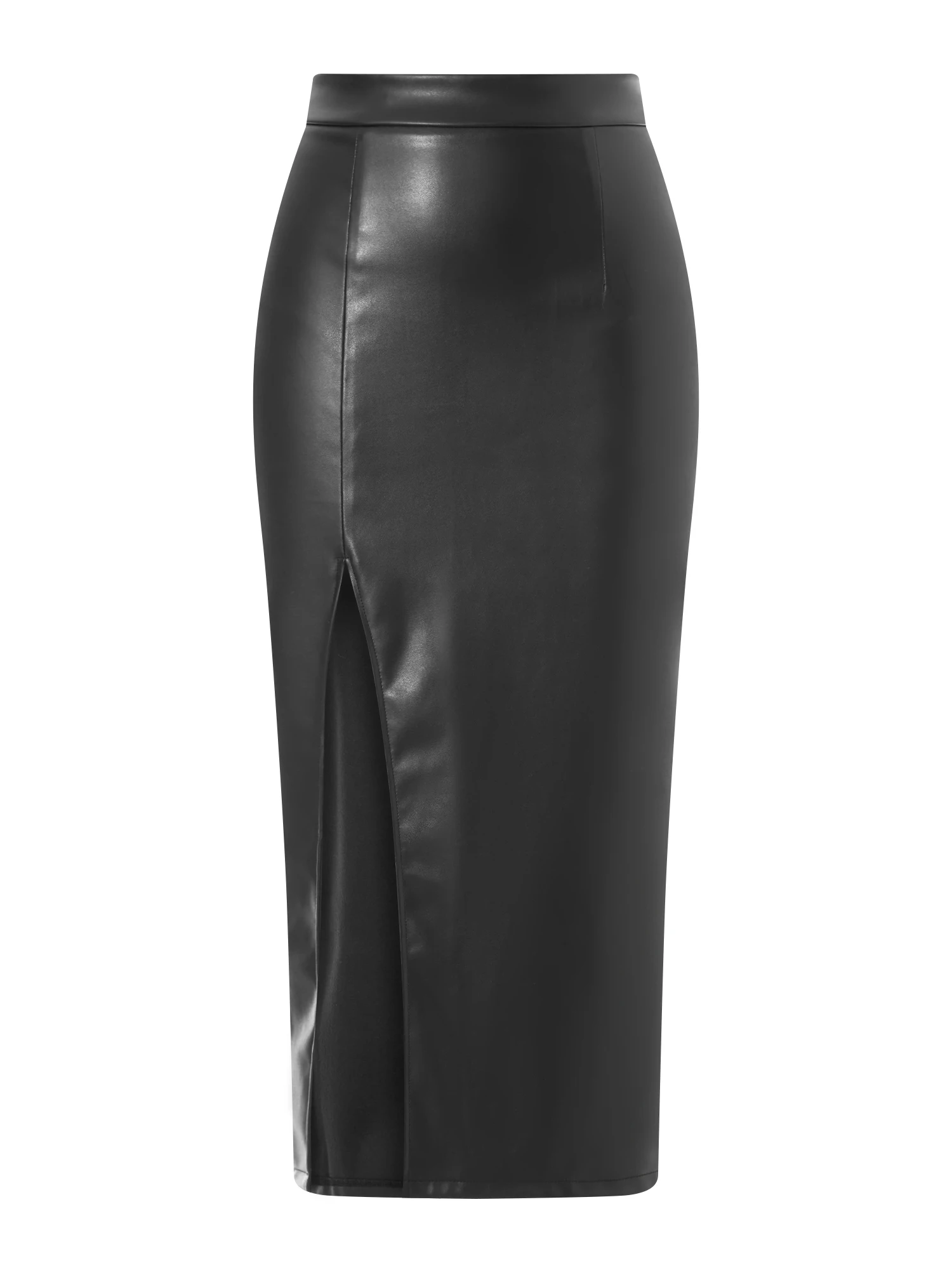 

wsevypo Black PU Leather Bodycon Skirts for Women Autumn Elegant Fashion High Waist Back Zip Wrap Midi Skirts Street Party