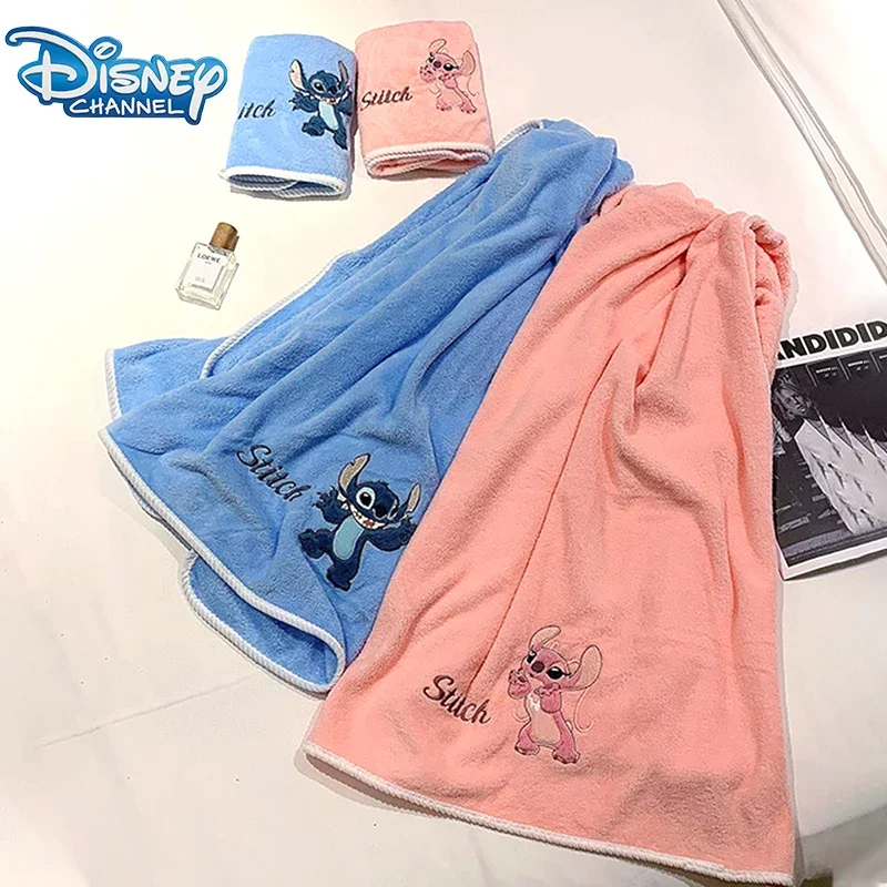 Disney Stitch Bath Towel Towel Set Cartoon Cute Pink Angel Bath Towel Bathing Furniture Gifts Funny
