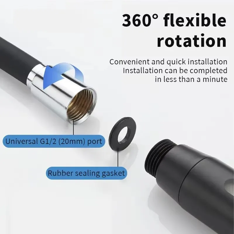shower hose 1.5/2/3M Silicone Flexible Shower Hose Anti-Winding Extension High Pressure Pipe