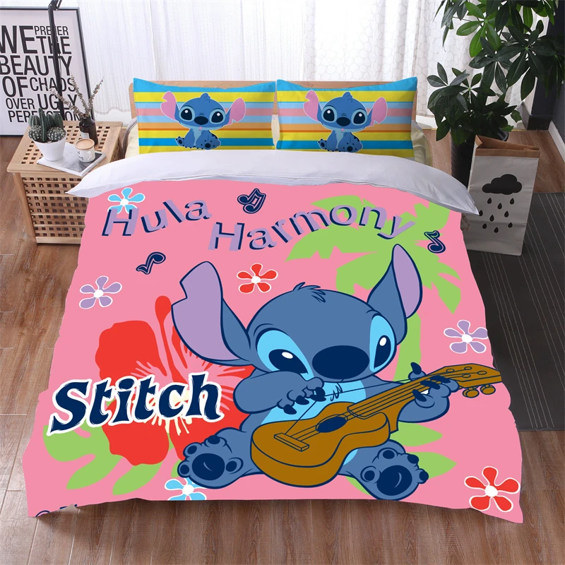 Lilo & Stitch Disney Cartoon Bedding Set Print Duvet Cover Sets Pillowcases Home Textile Children Boys Girls Bed Set Bedclothes 