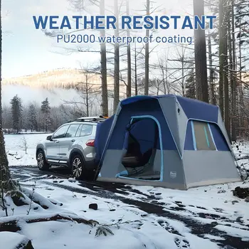 Tent with Movie Screen Weather Resistant Portable for Car SUV Van Camping, Includes Rainfly and Storag 3