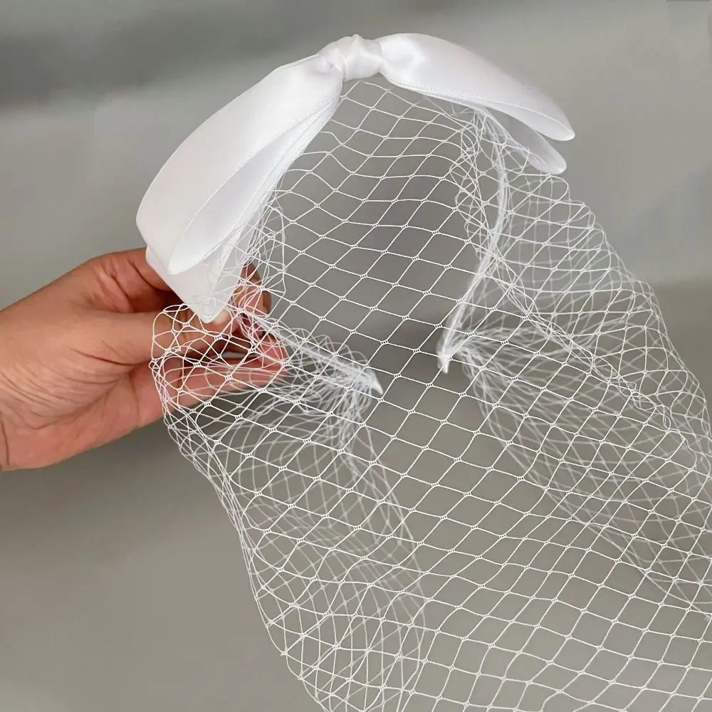 Retro Eleganter Vogelkäfigschleier Weiß Schwarz Stirnband Schleier für Bräute Abdeckung Gesichtsnetz Maske Haarschmuck Frauen Mädchen Hochzeit Kopfbedeckung – Detail 4