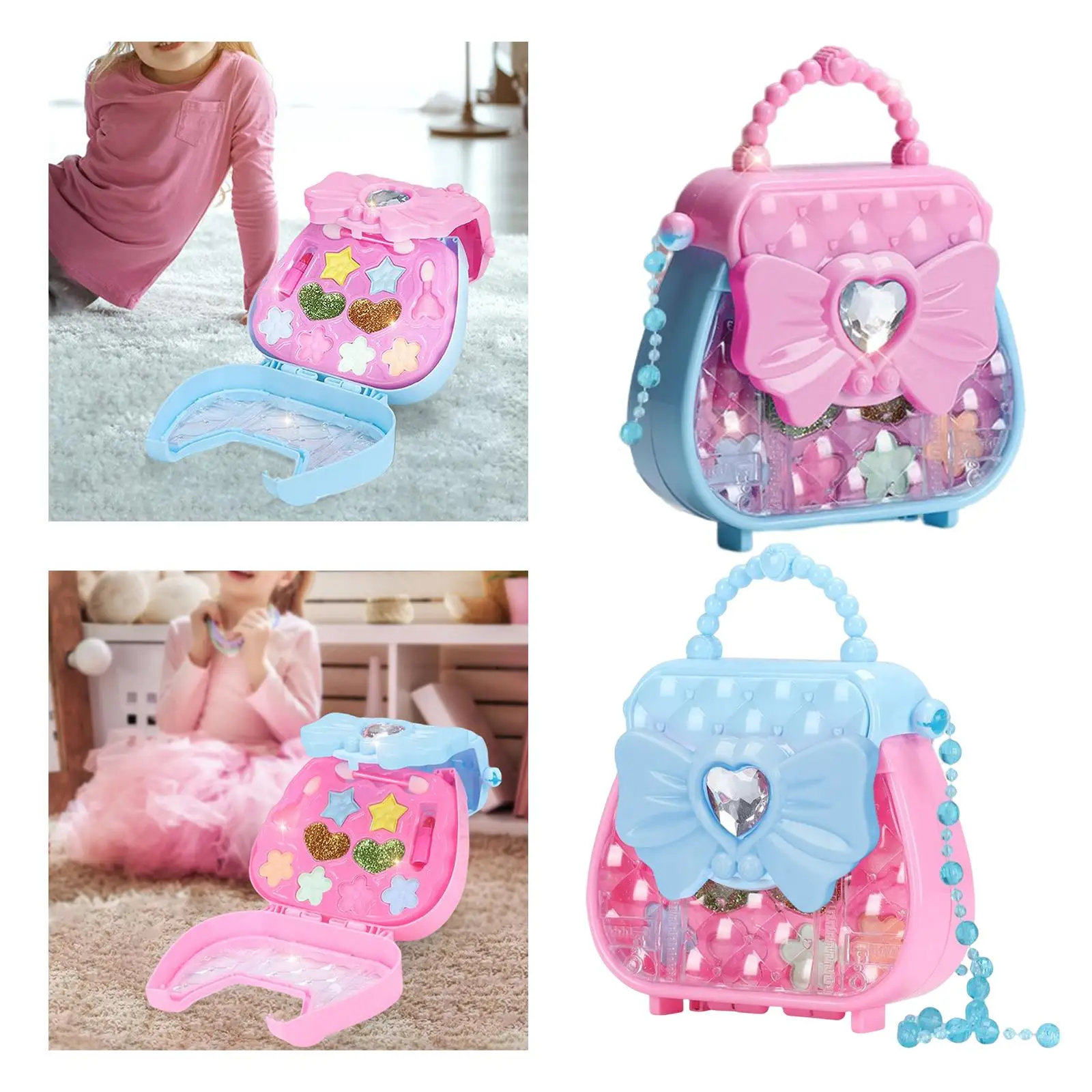 11Pcs Makeup Kit Washable Portable Makeup Box for Children Birthday Gifts