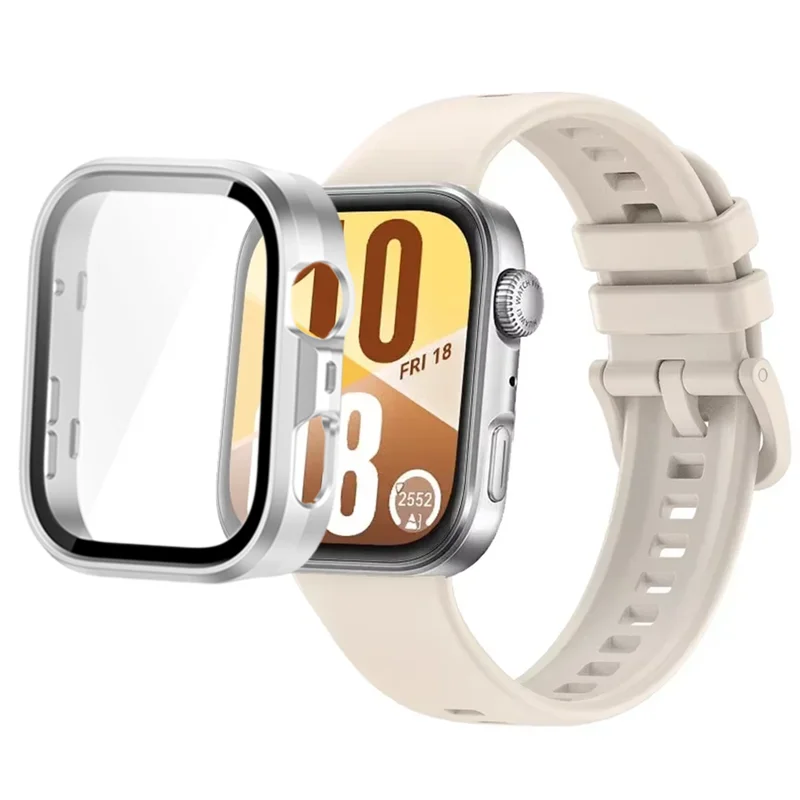 Breathable Silicone Strap with Protective Tempered Glass Screen and HD PC Case