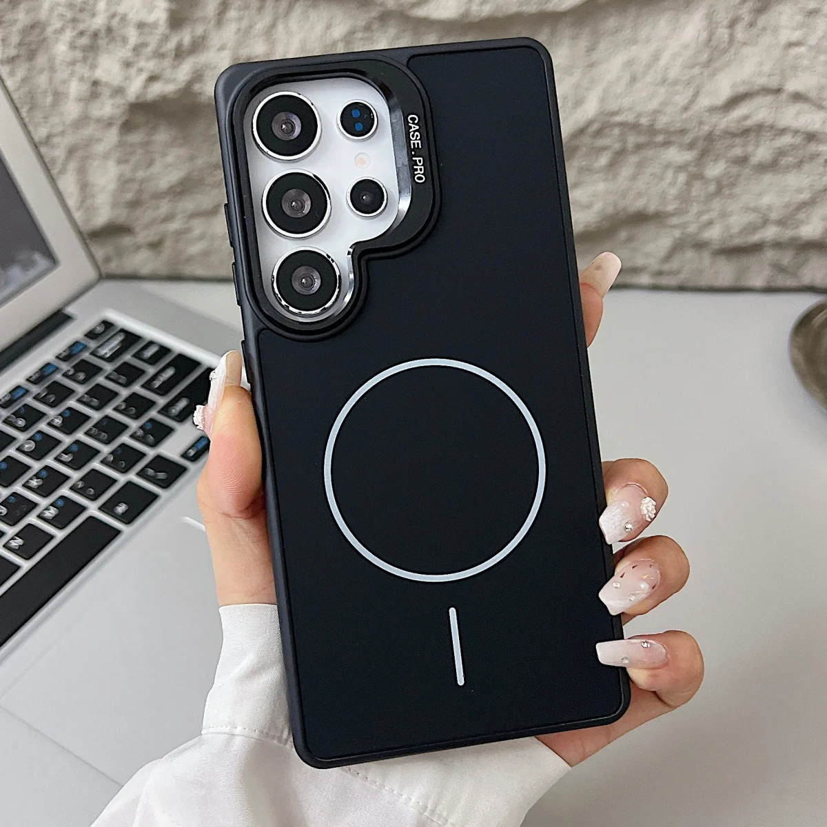 Silicone Shockproof Camera Lens Bracket Phone Case with Magnetic Stand Holder