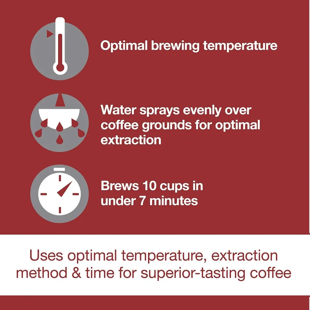 Coffee Maker System with 10 Cup Thermal Carafe, Built-In Grounds Scale, Removable Reservoir, Red Knob, Stainless Steel