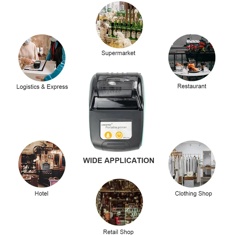 Portable Wireless Bluetooth Mini Printer - Handheld Ticket and Barcode Printer