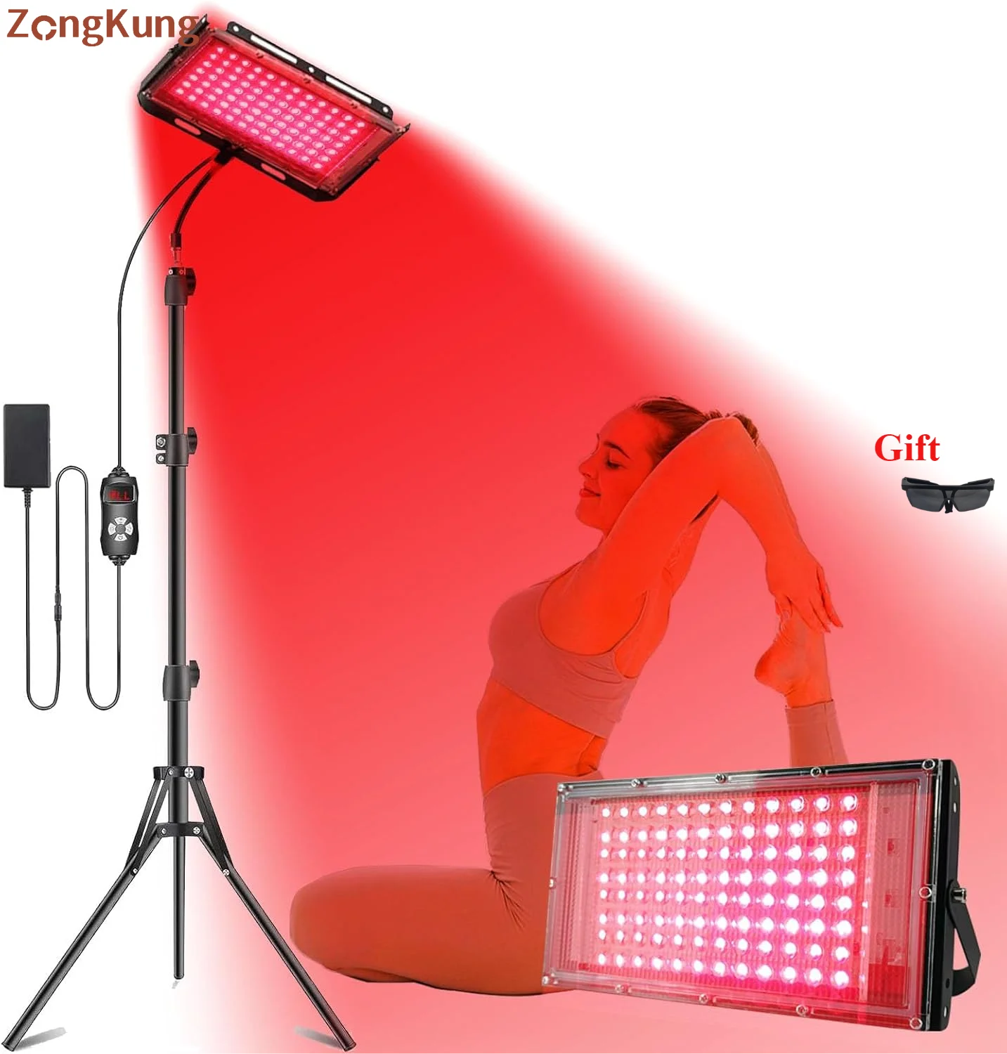 Infrared therapy lamp 96 LEDs red light 660nm &850nm with stand for muscle joint pain relief facial skin care