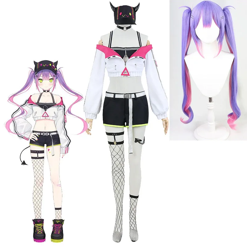 

Hololive Tokoyami Towa Cosplay Costume And Hat VTuber Towa's Wig Headgear Halloween Virtual YouTuber Sexy Clothing