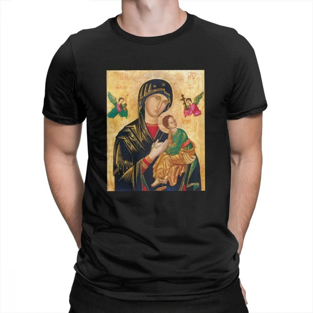 

Новинка, Мужская футболка, уличная одежда, футболки с изображением Мадонны и ребенка с изображением девы Марии, футболки с короткими рукавами