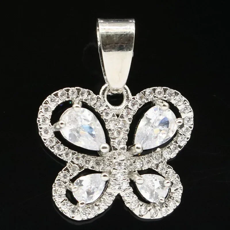 3g Customized 925 SOLID STERLING SILVER PENDANT Butterfly Shape White Sapphire Citrine Real Green Emerald Red Ruby Cz