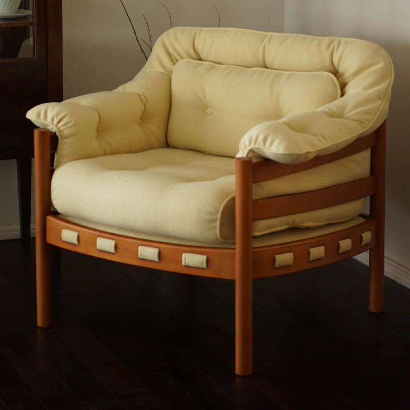 

Wood Gathering Room/Orion Sofa Lazy Sofa single person sofa Chair Fabric Pillow Living Room Small-sized Solid Wood