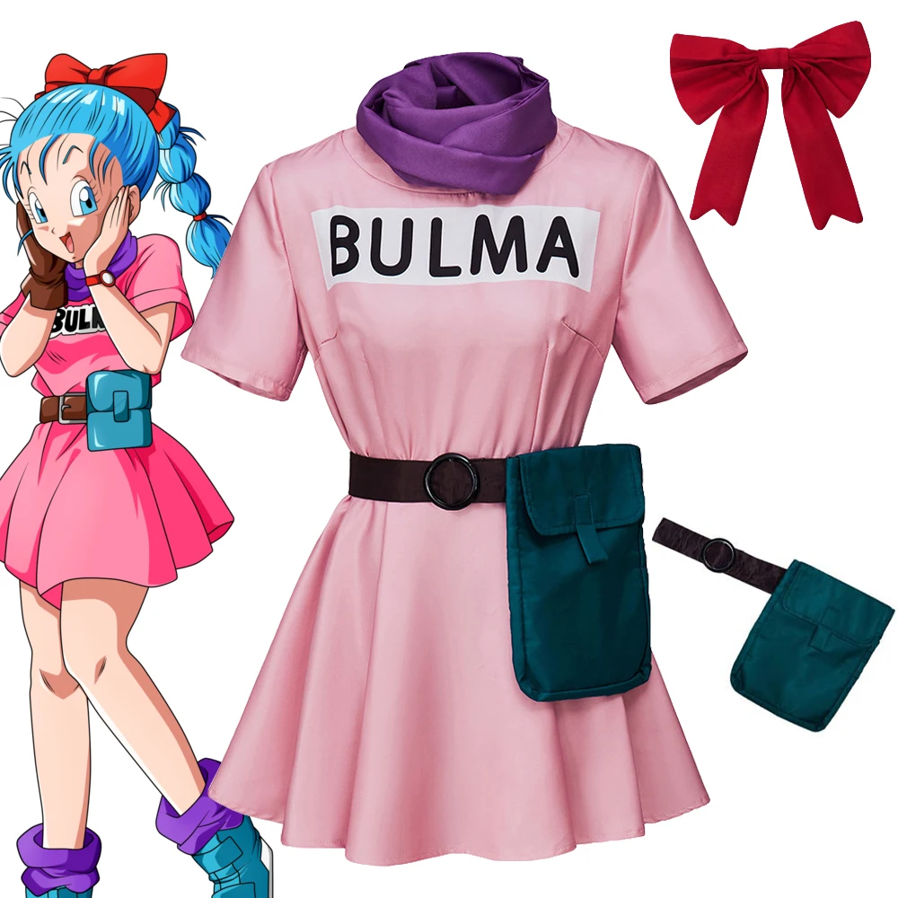 Костюм для косплея аниме Bulma, розовое платье, одежда для взрослых, униформа для кавайных девушек, карнавальный костюм для маскарада и вечеринки