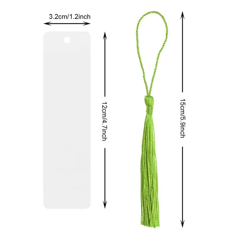 30 Sets Blank Clear Acrylic Bookmarks Rectangle Craft Transparent Acrylic Book Markers With 20Pcs Small Bookmark Tassels bookmarks stationery supplies,acrylic bookmark