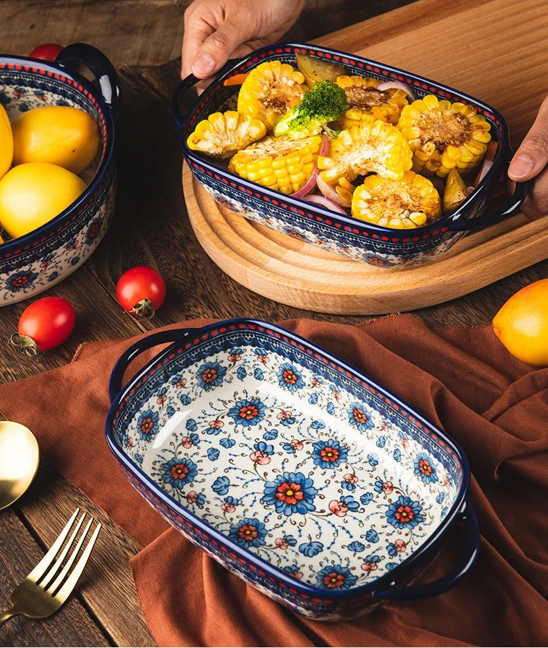 Ceramic Noodle Bowl and Bread Pan - Cooking Accessories and Bakeware Tray