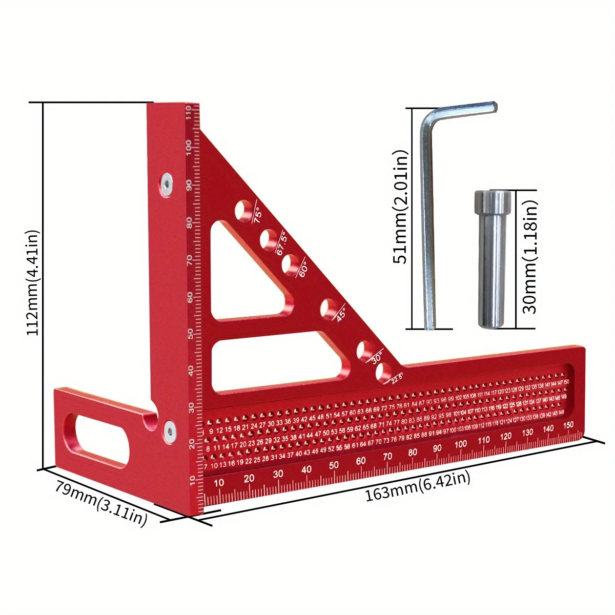 3D Measuring Ruler Aluminum Alloy Woodworking Square Protractors Triangle Layout Measuring Tool Multipurpose
