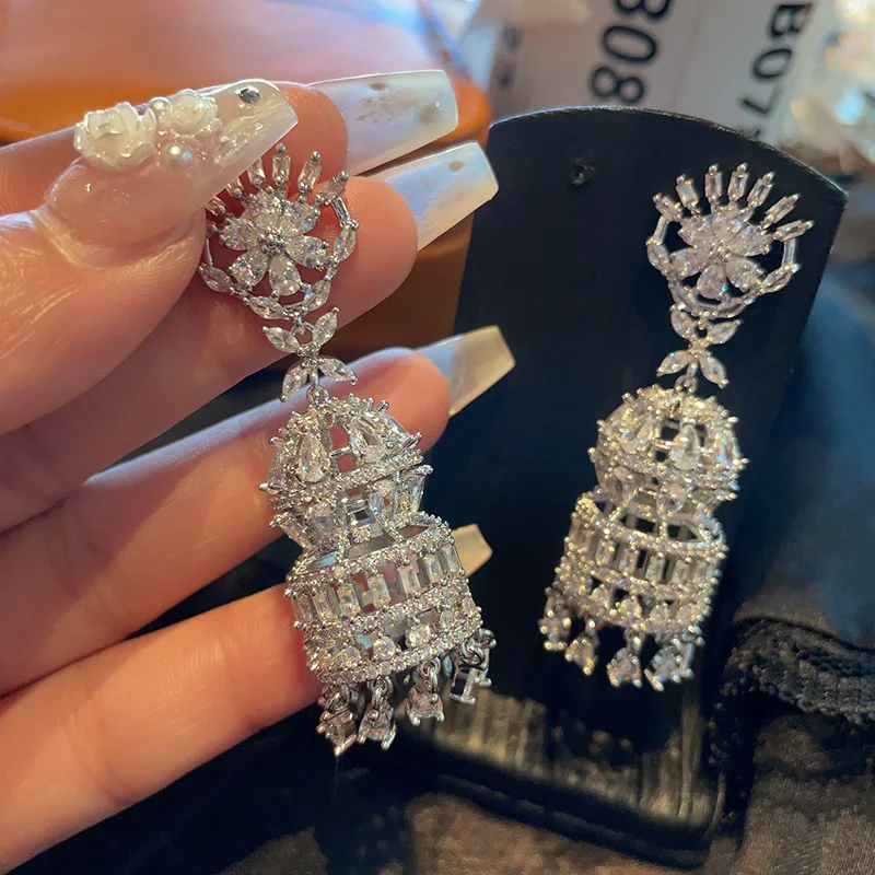 Bilincolor Zircon Colorful Wind Chime Earrings