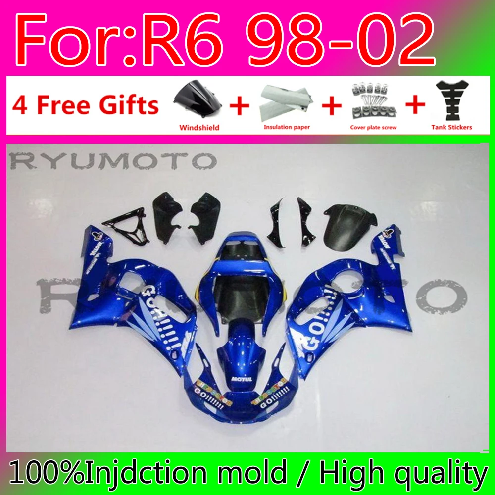 

Motorcycle Injection whole ABS Fairing Bodywork For Yamaha YZF R6 1999 2000 2001 2002 Fairings bule