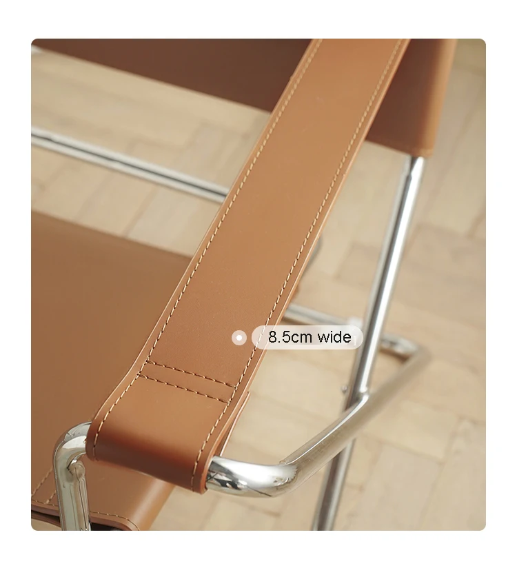 Vasily Folding Chair Leisure Lounge Single Sofa Soft Modern INS Classic Saddle Sofa Lazy Stainless Steel Chair Armchair
