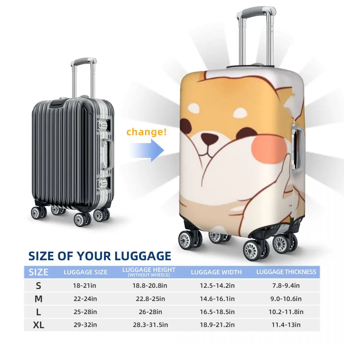 Kawaii Anime Shiba Inu Suitcase Cover cute manga aesthetic Practical Travel Protection Luggage Accesories Holiday 6