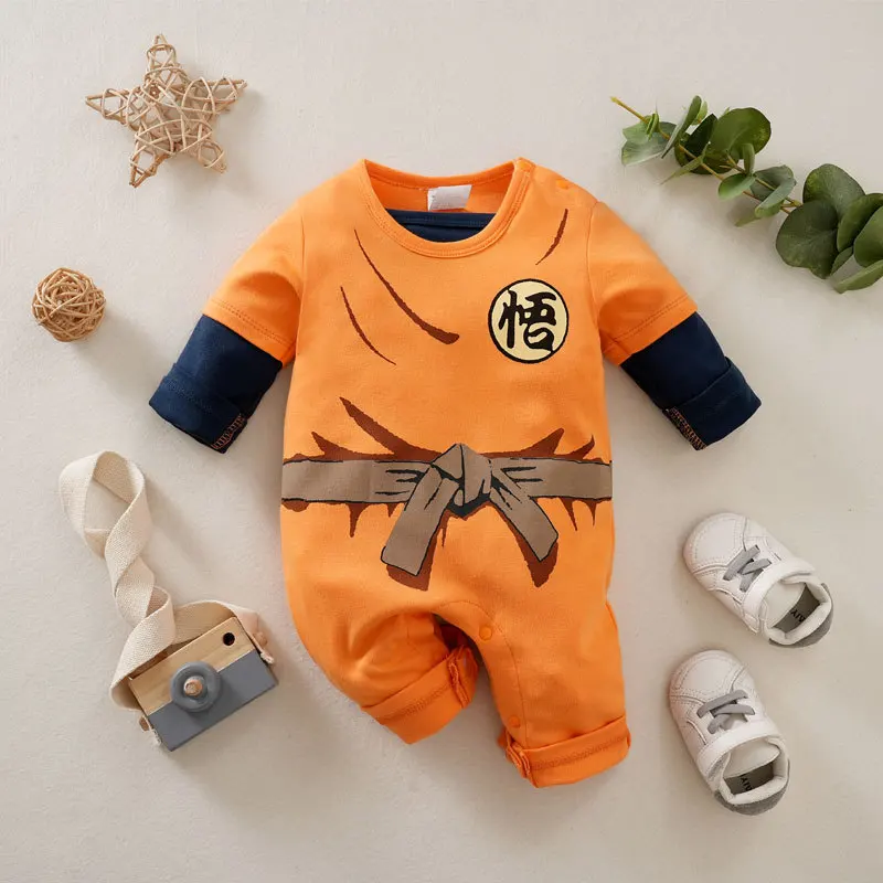 Dragon DBZ Baby Boy Anime Clothes 100% Cotton Newborn Romper Infant Cosplay Halloween Costume Toddler Kids Jumpsuit 0-18M