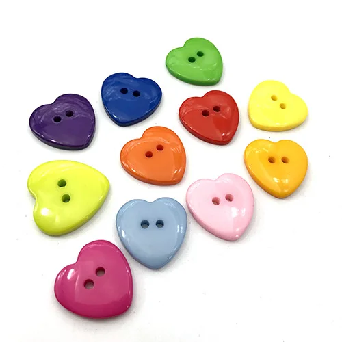12-22mm Candy Color Heart 2-Holes Button Cartoon Resin Sewing Shirt Buttons for Diy Childern's Clothing Bag Kids Scrapbooking 6