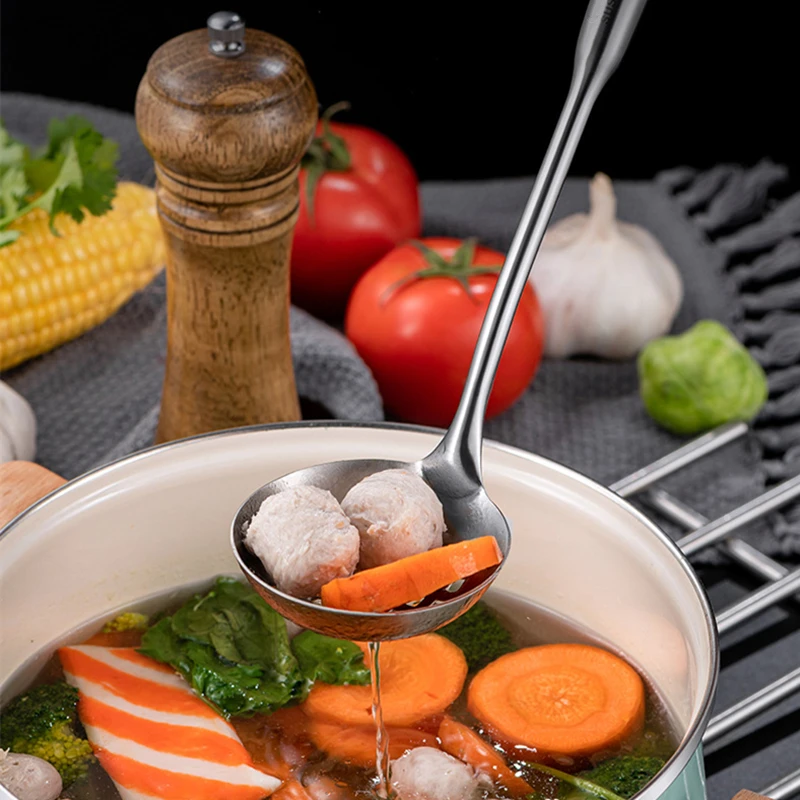 Stainless steel soup spoon 304 long handle ladle colander hot pot skimmer table service restaurant supply