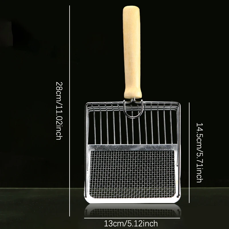 Pelle À Litière Pour Chat En Acier Inoxydable Avec Manche En Bois_voghion.com