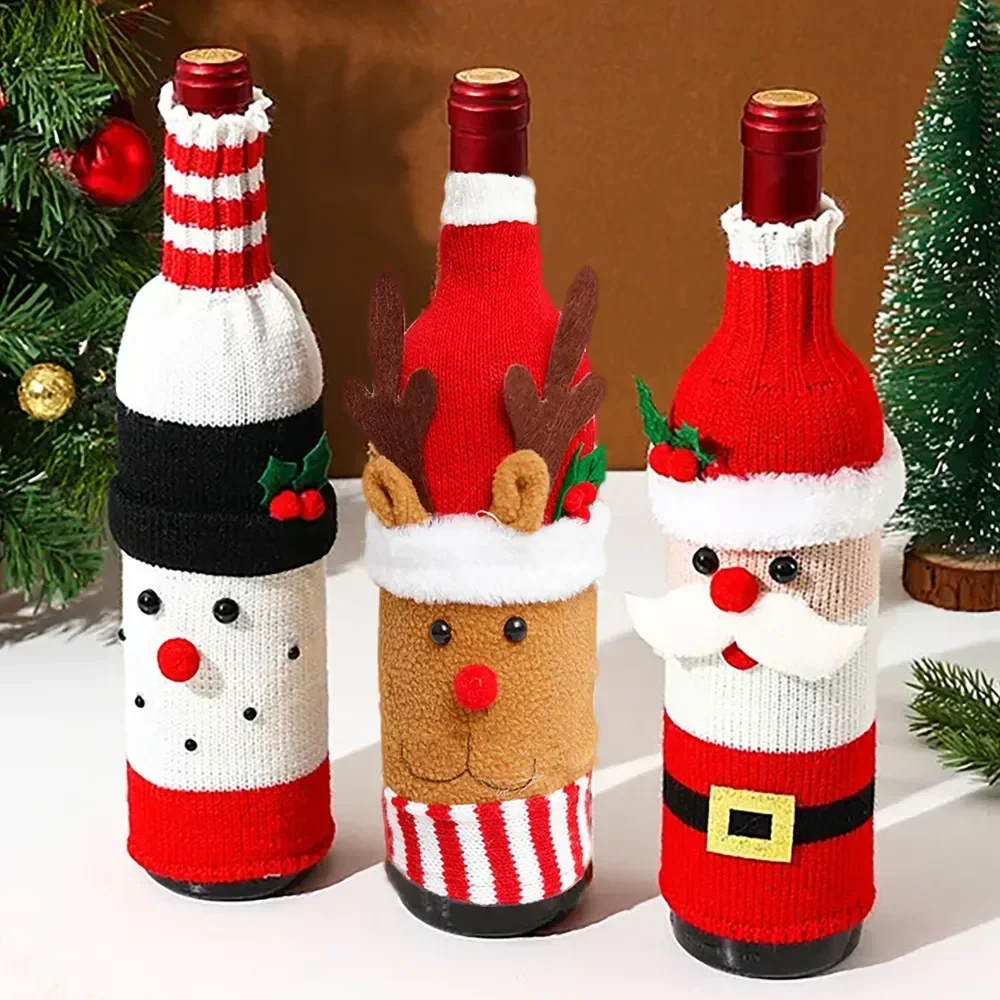 Description Picture 6 of itemFlannel Wine Bottle Bag Dinner Table Decorations Champagne Cover Kitchen Supplies Bottle Cover Bag for Xmas Home Christmas Props