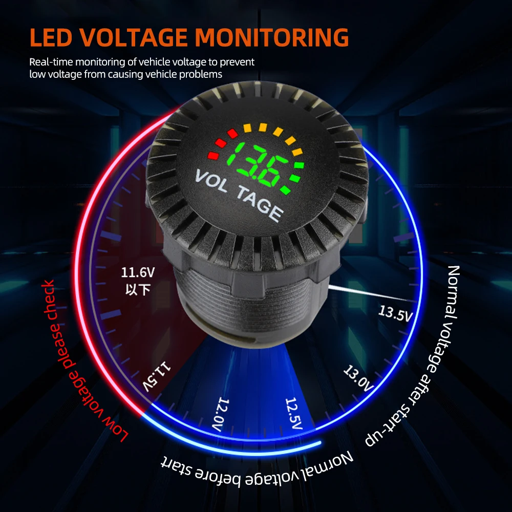 DC 5V-36V Auto Spannungs messer Motorrad Boot LED Digital Voltmeter Panel  Volt Meter Monitor Messgerät Display Autozubehör