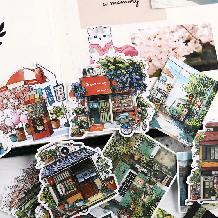 

18pcs Japanese Huts Cute Hand Account Sticker Material Ins Literary Fresh Mobile Phone Shell Ipad Decoration Small Pattern